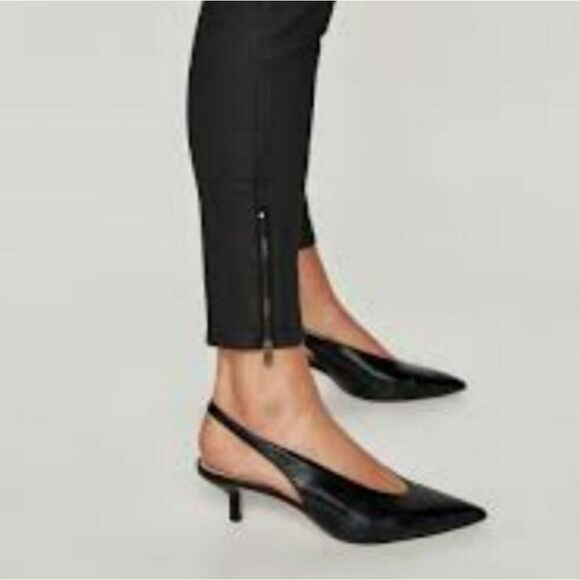 Zara Basic -1172 Coated Jeans Black Skinny Leg Mid Rise Ankle Zippers 26 / 4 - Picture 3 of 9